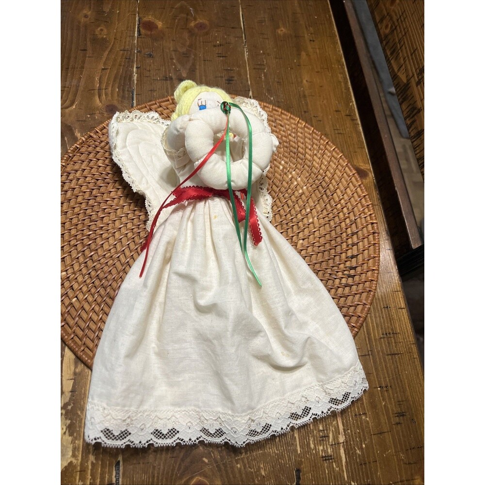 Vintage Handmade Christmas Angel Rag Doll Country Core Granny Core Primitive